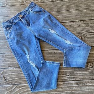 Blue Ripped Distressed Skinny Slim Fit Jeans